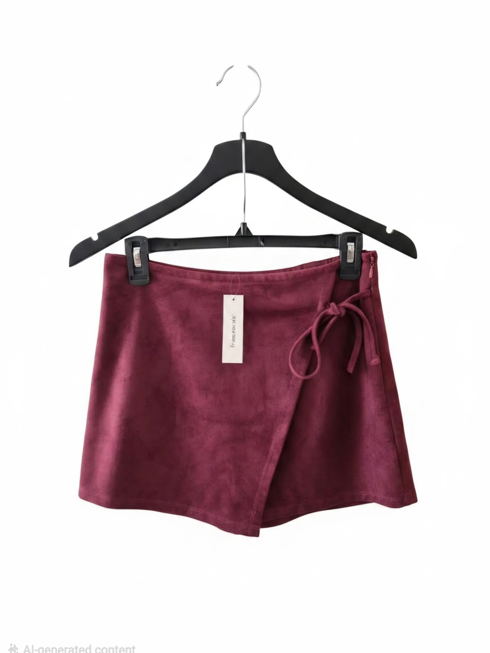 NWT Francesca's Collections Wine Faux Suede Wrap Mini Skirt